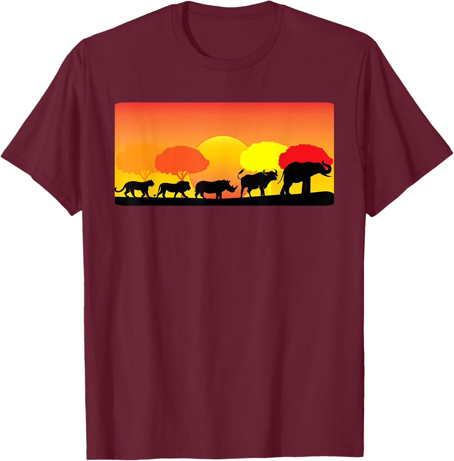 Africa Big Five Animals | BIG 5 of Africa T-Shirt - T-Shirt | Maroon