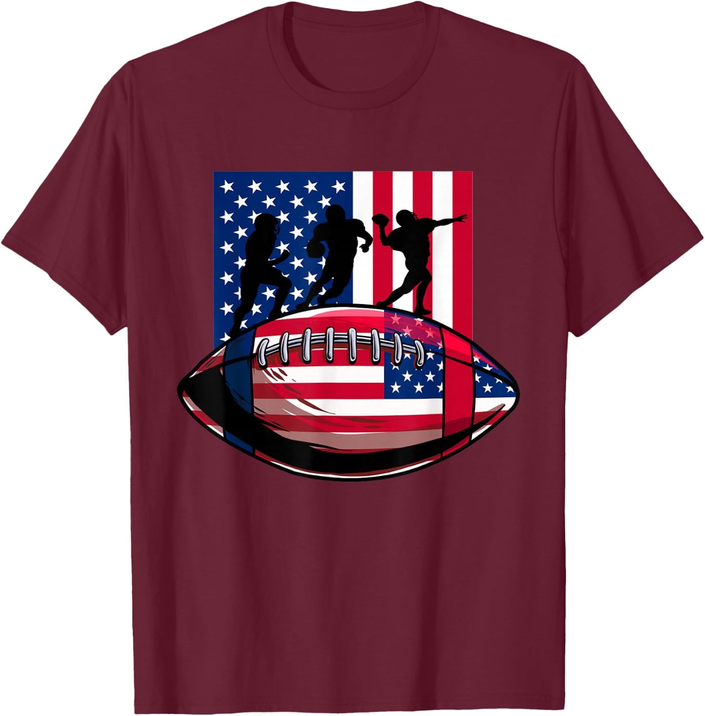 USA Patriot or american football 4th of July american flag T-Shirt - T-Shirt | Maroon