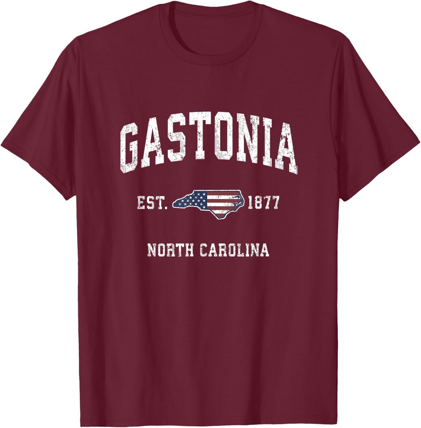 Gastonia North Carolina NC Vintage American Flag Design Kids Men T-Shirt - T-Shirt | Maroon