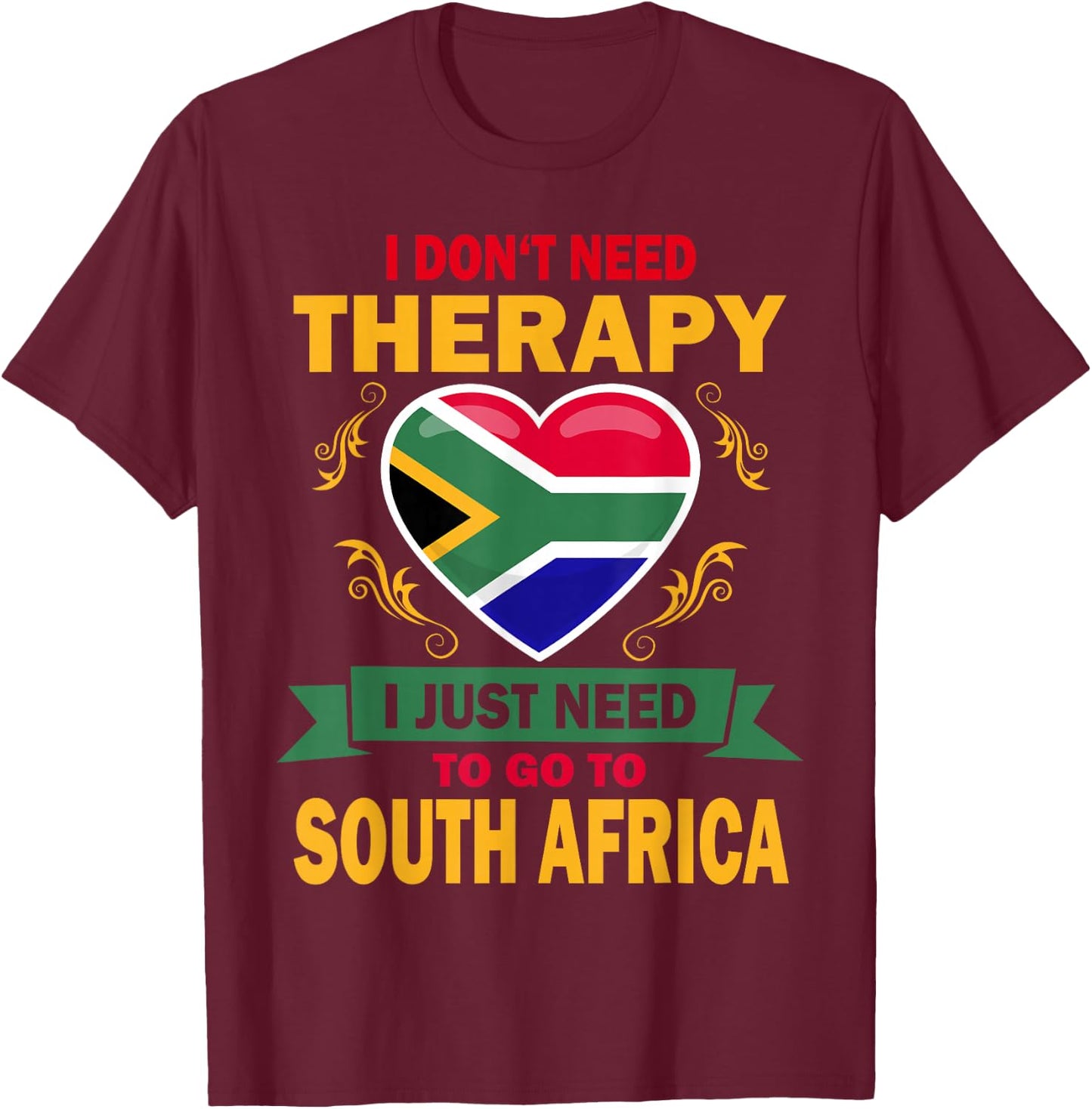 South African Flag Vacation Gift Therapy Funny South Africa T-Shirt - T-Shirt | Maroon