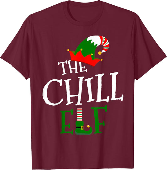 The Chill Elf Family Matching Group Gift Christmas Costume T-Shirt - T-Shirt | Maroon