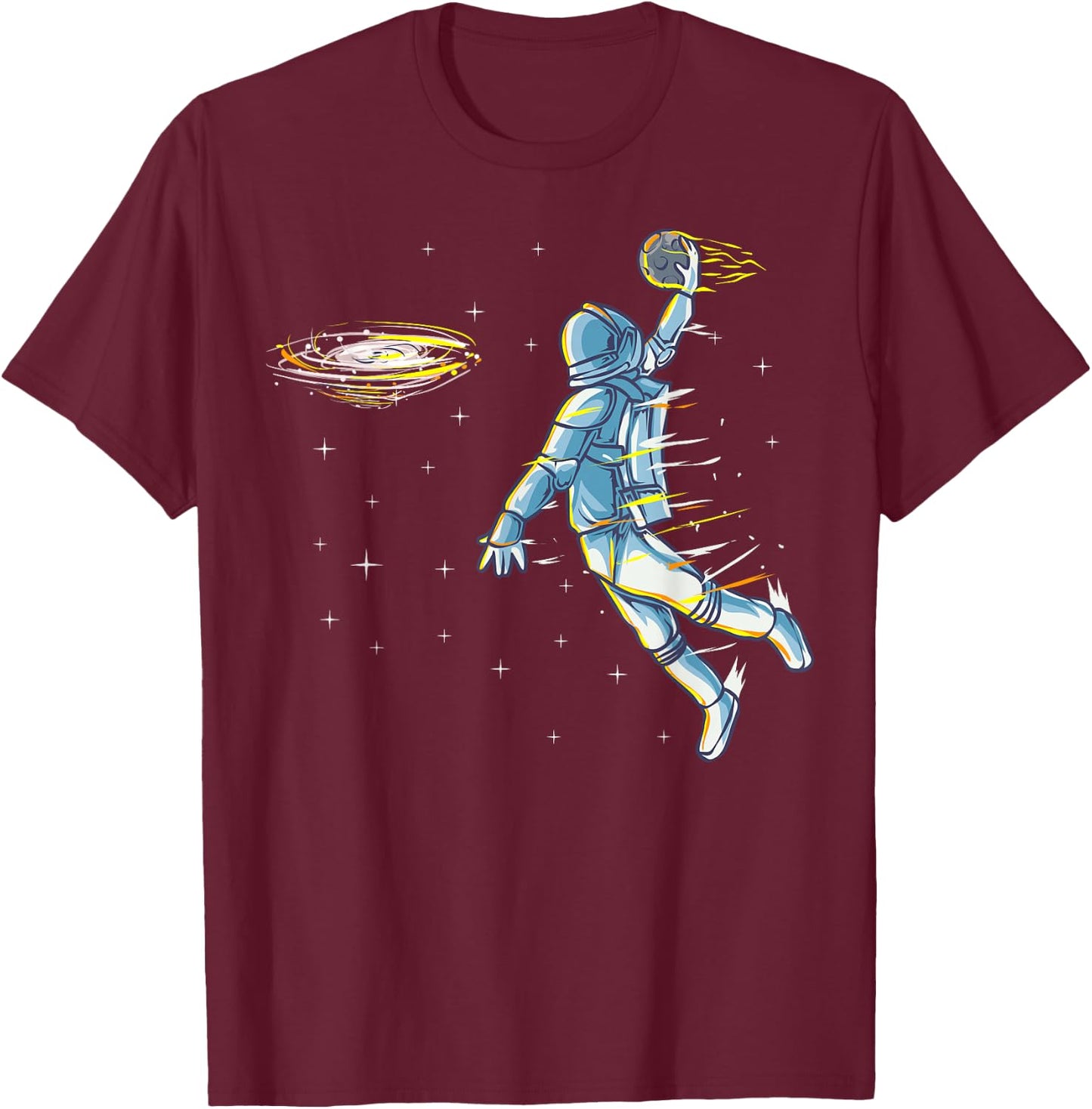 Basketball Space Astronaut Slam Dunk Jam Sports Humor T-Shirt - T-Shirt | Maroon
