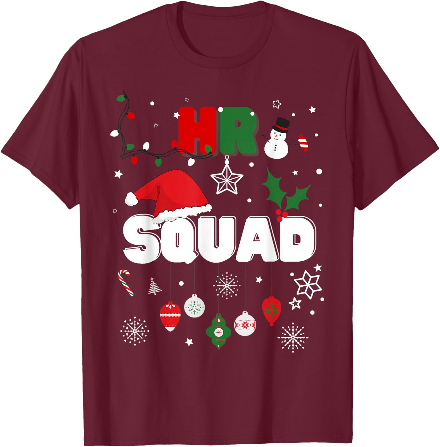 HR Squad Festive Christmas Human Resource Office Cute T-Shirt - T-Shirt | Maroon