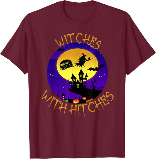 Witches with Hitches Halloween Camping Gift T-Shirt - T-Shirt | Maroon