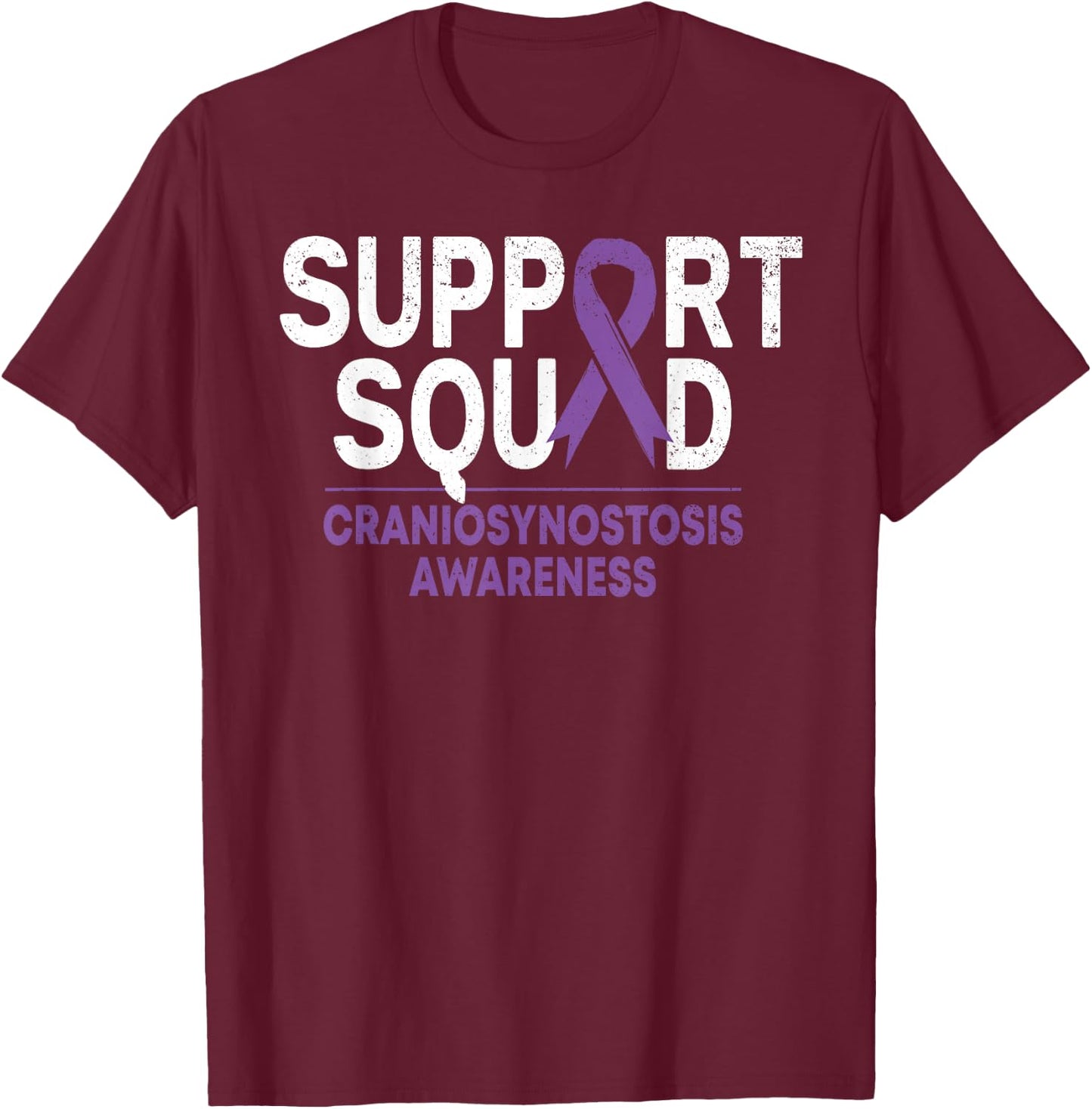 Support Squad Craniosynostosis CSO Awareness Purple Ribbon T-Shirt - T-Shirt | Maroon