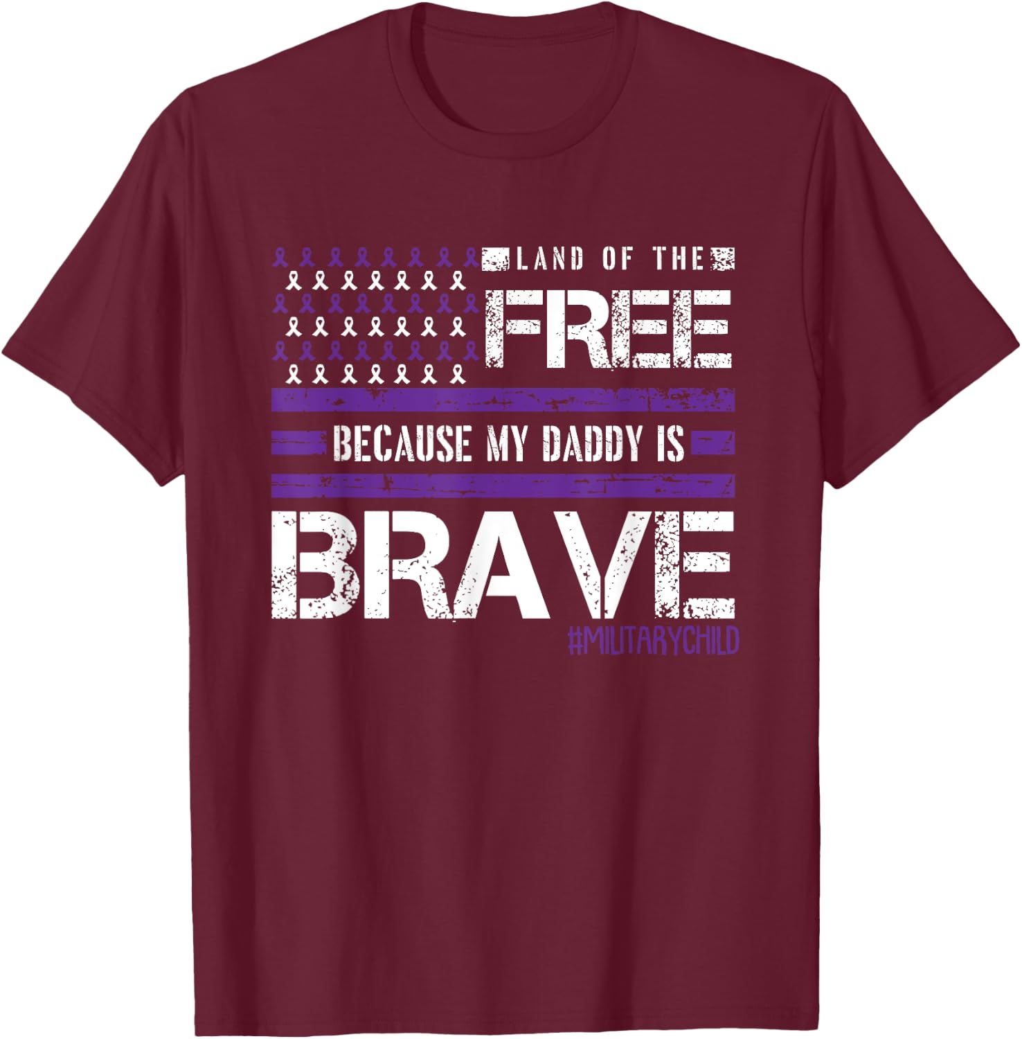 Land Of The Free Month Of The Military Child American Flag T-Shirt - T-Shirt | Maroon