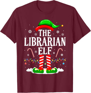 The Librarian Elf Xmas Funny Book Lover Christmas Books T-Shirt - T-Shirt | Maroon