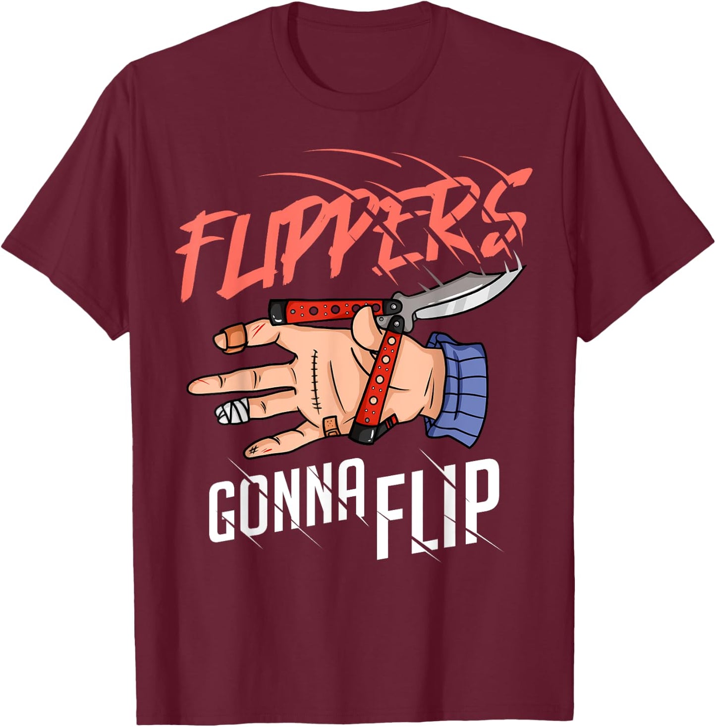 Balisong Flipping Butterfly Knife Training T-Shirt - T-Shirt | Maroon