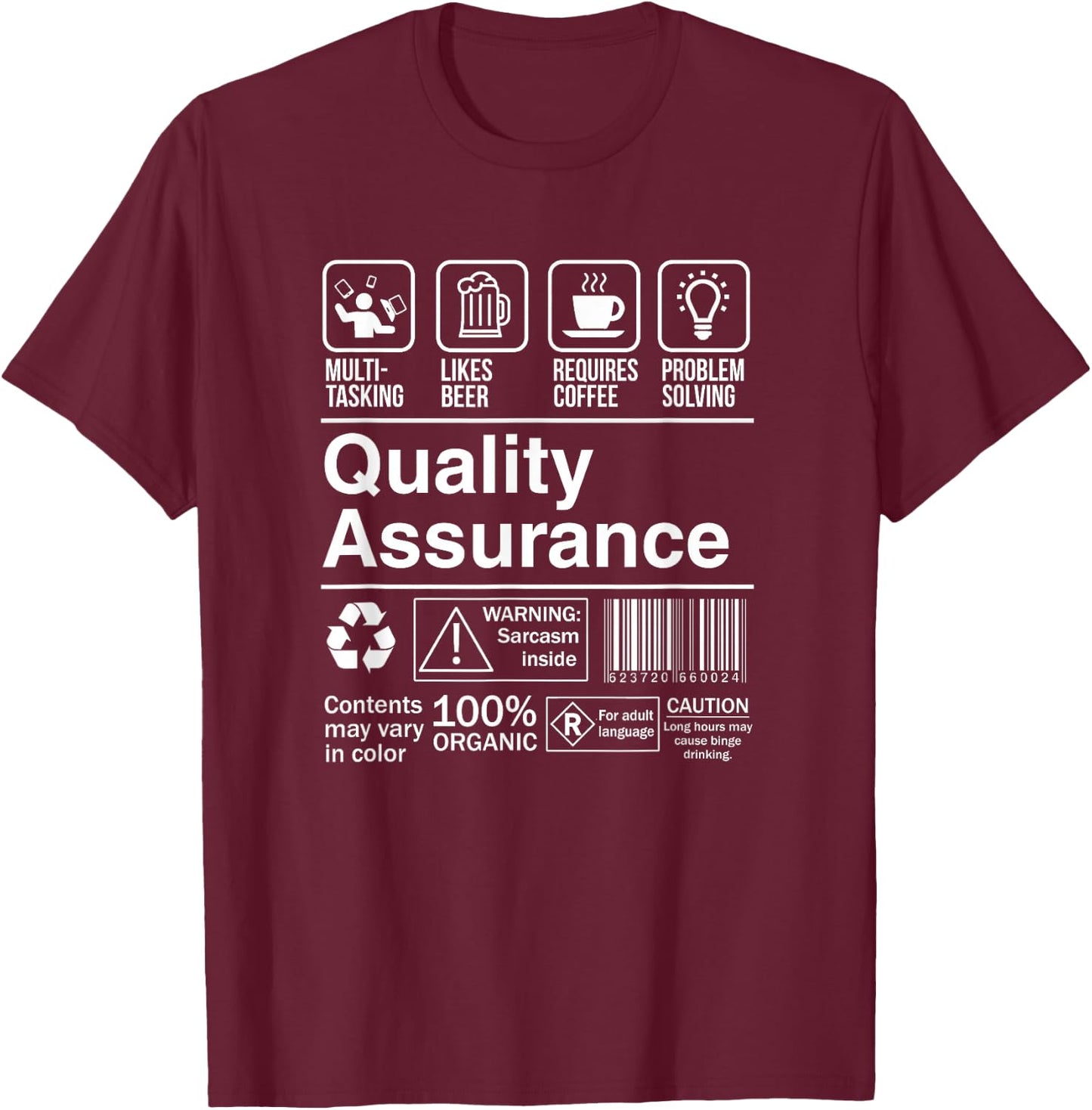 Quality Assurance Gift -Adults Black T-Shirt - T-Shirt | Maroon