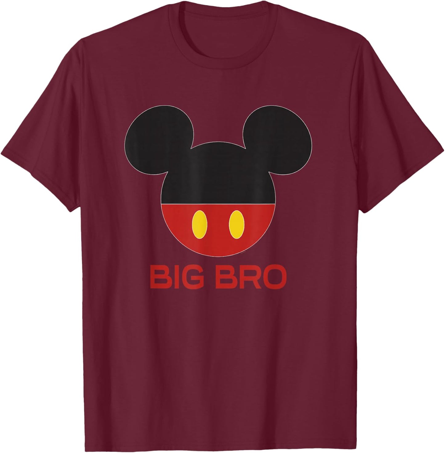 Disney Mickey Mouse Red Shorts Icon Big Bro Brother Family T-Shirt - T-Shirt | Maroon
