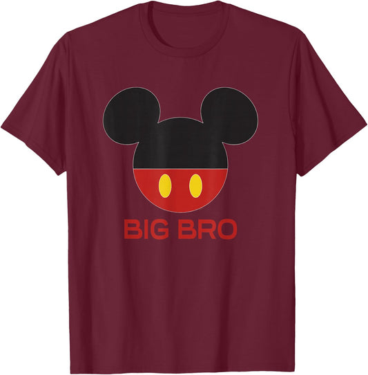 Disney Mickey Mouse Red Shorts Icon Big Bro Brother Family T-Shirt - T-Shirt | Maroon