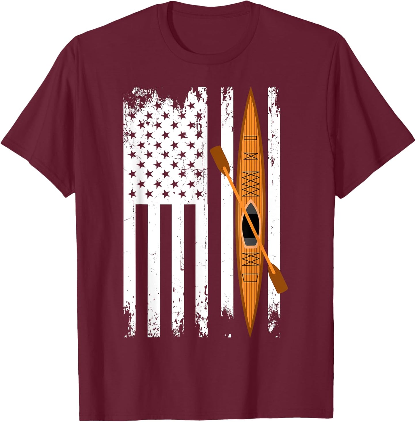 Kayak US Flag Kayaking Outdoor Adventurer Athletic Kayaker T-Shirt - T-Shirt | Maroon