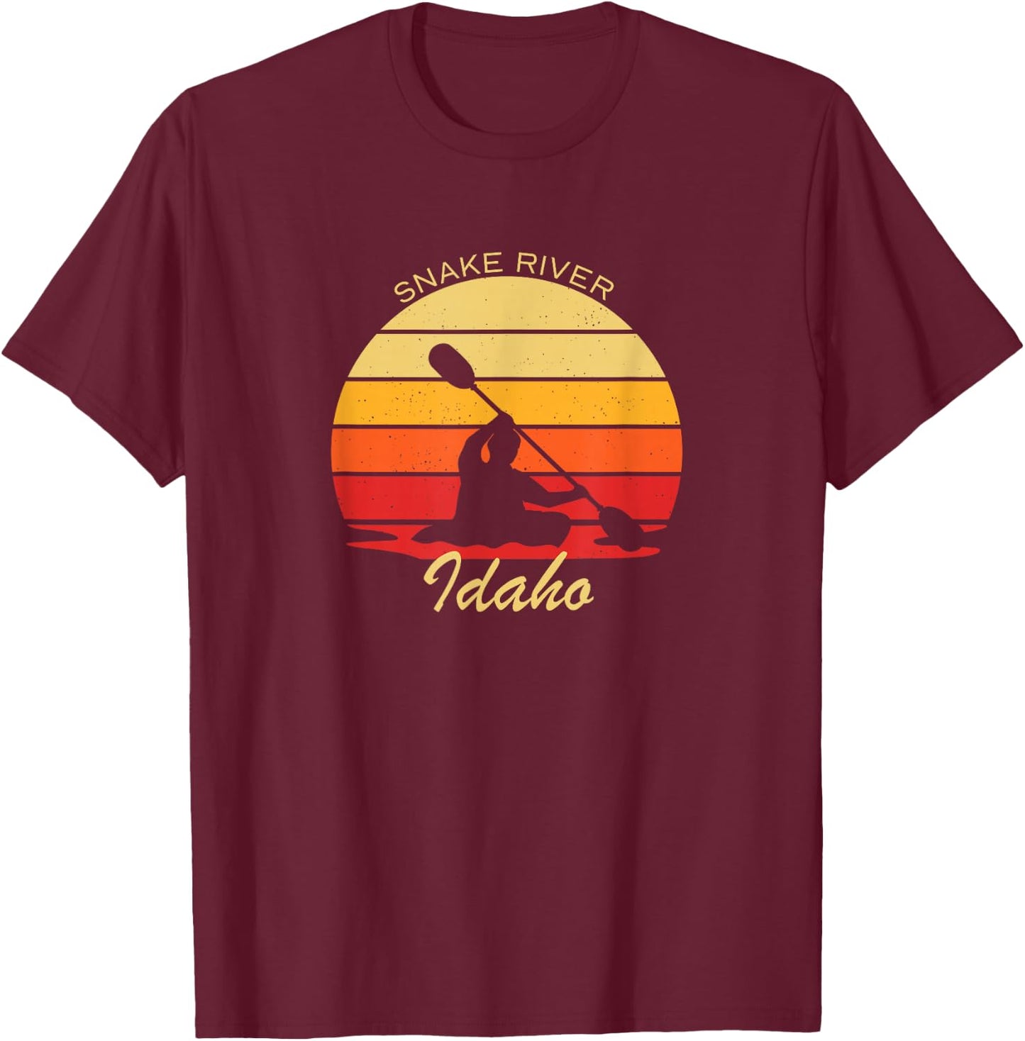 Vintage Kayak Snake River Idaho Adventure T-Shirt - T-Shirt | Maroon