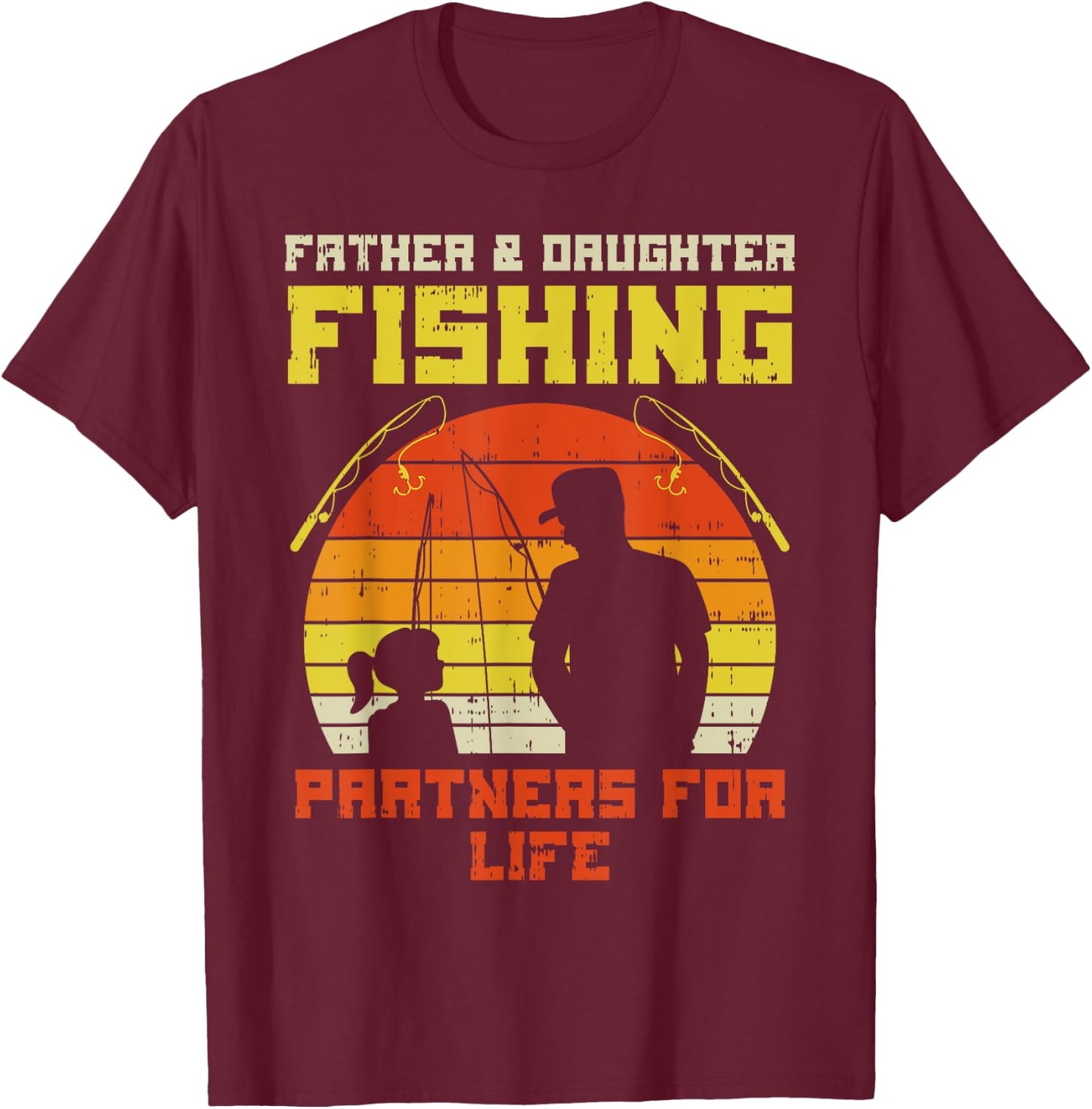 Father Daughter Fishing Partner For Life Retro Matching Gift T-Shirt - T-Shirt | Maroon