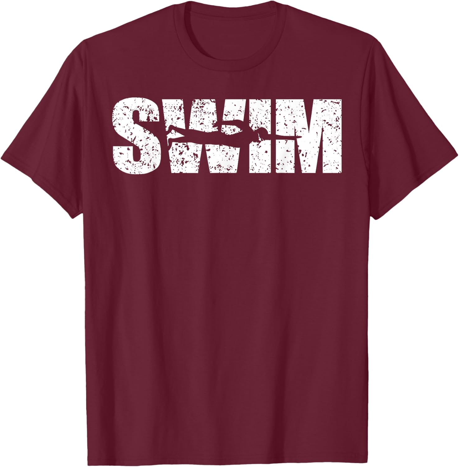 Distressed Look Swimming Gift Swimmers T-Shirt - T-Shirt | Maroon