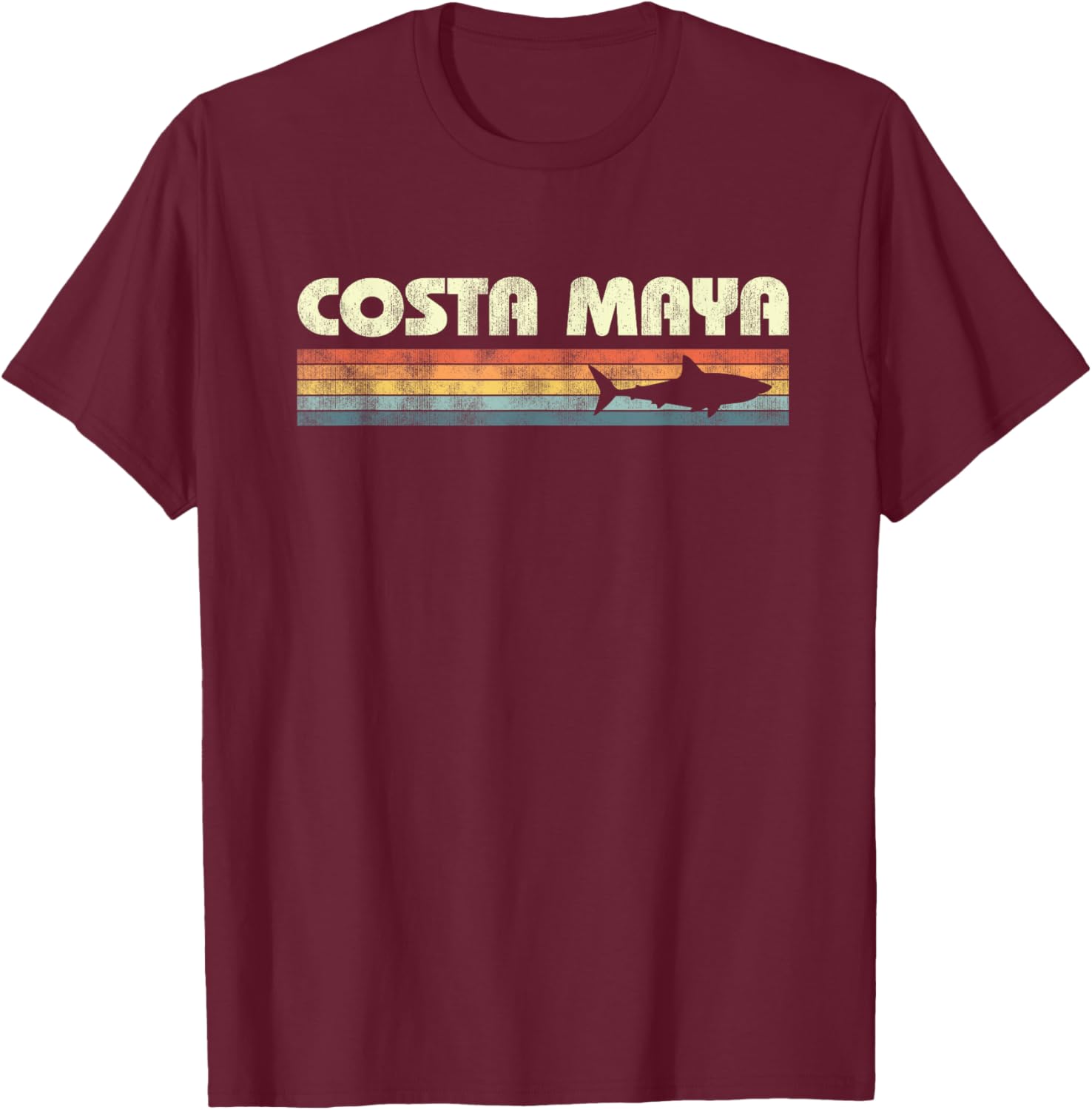 Vintage Costa Maya Mexico Shark Boys Girls Souvenir T-Shirt - T-Shirt | Maroon