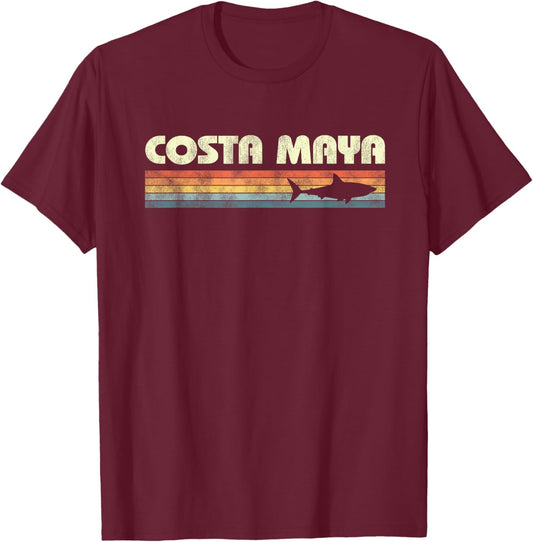 Vintage Costa Maya Mexico Shark Boys Girls Souvenir T-Shirt - T-Shirt | Maroon
