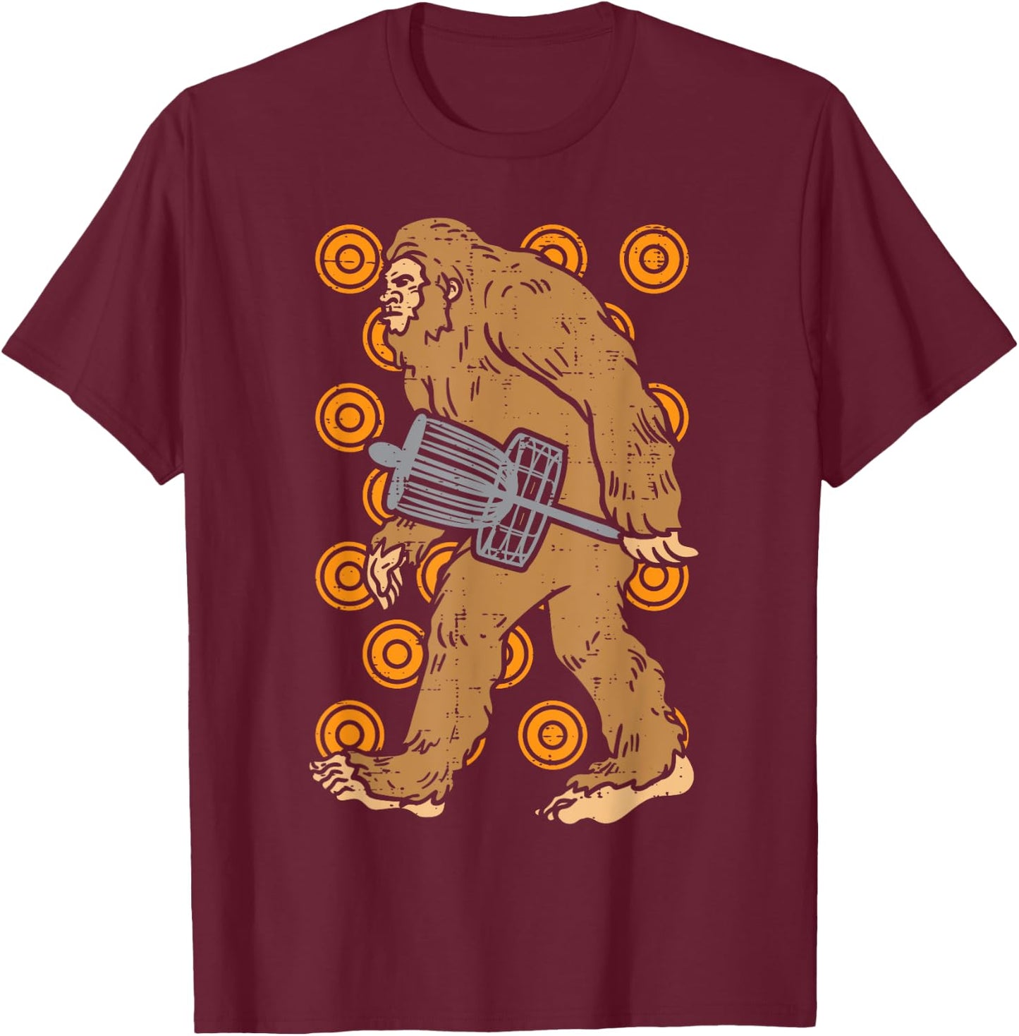 Bigfoot Sasquatch Disc Golf Funny Frisbee Golfing Golfer Men T-Shirt - T-Shirt | Maroon