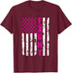 Breast Cancer Awareness FIGHT American Flag Pink Ribbon Women Men T-Shirt - T-Shirt | Maroon