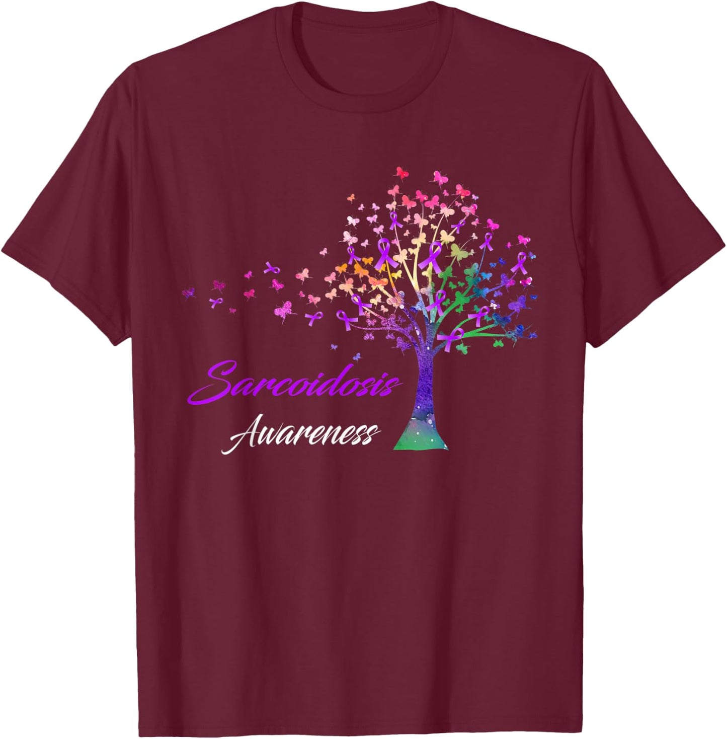 Tree Ribbon Sarcoidosis Awareness T-Shirt - T-Shirt | Maroon