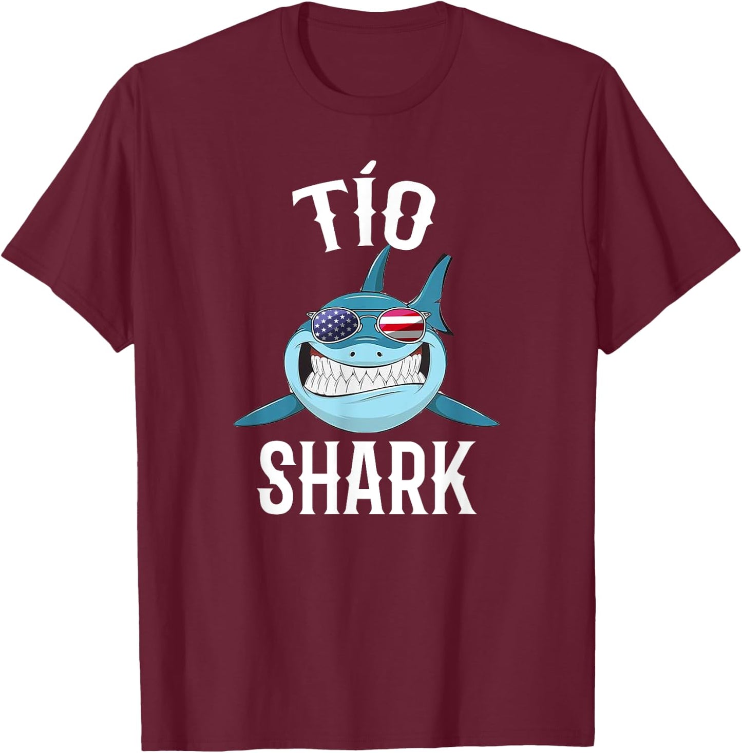 4th Of July Tio Shark Spanish Uncle Patriotic T-Shirt - T-Shirt | Maroon