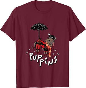 Marvel Deadpool & Wolverine Mary Poppins Dogpool Puppins T-Shirt - T-Shirt | Maroon