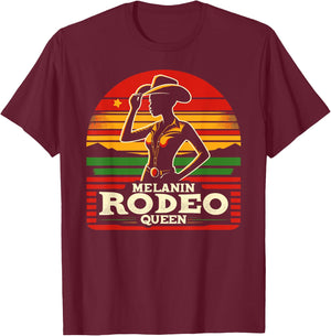 Melanin Rodeo Queen, Retro African American Cowgirl T-Shirt - T-Shirt | Maroon