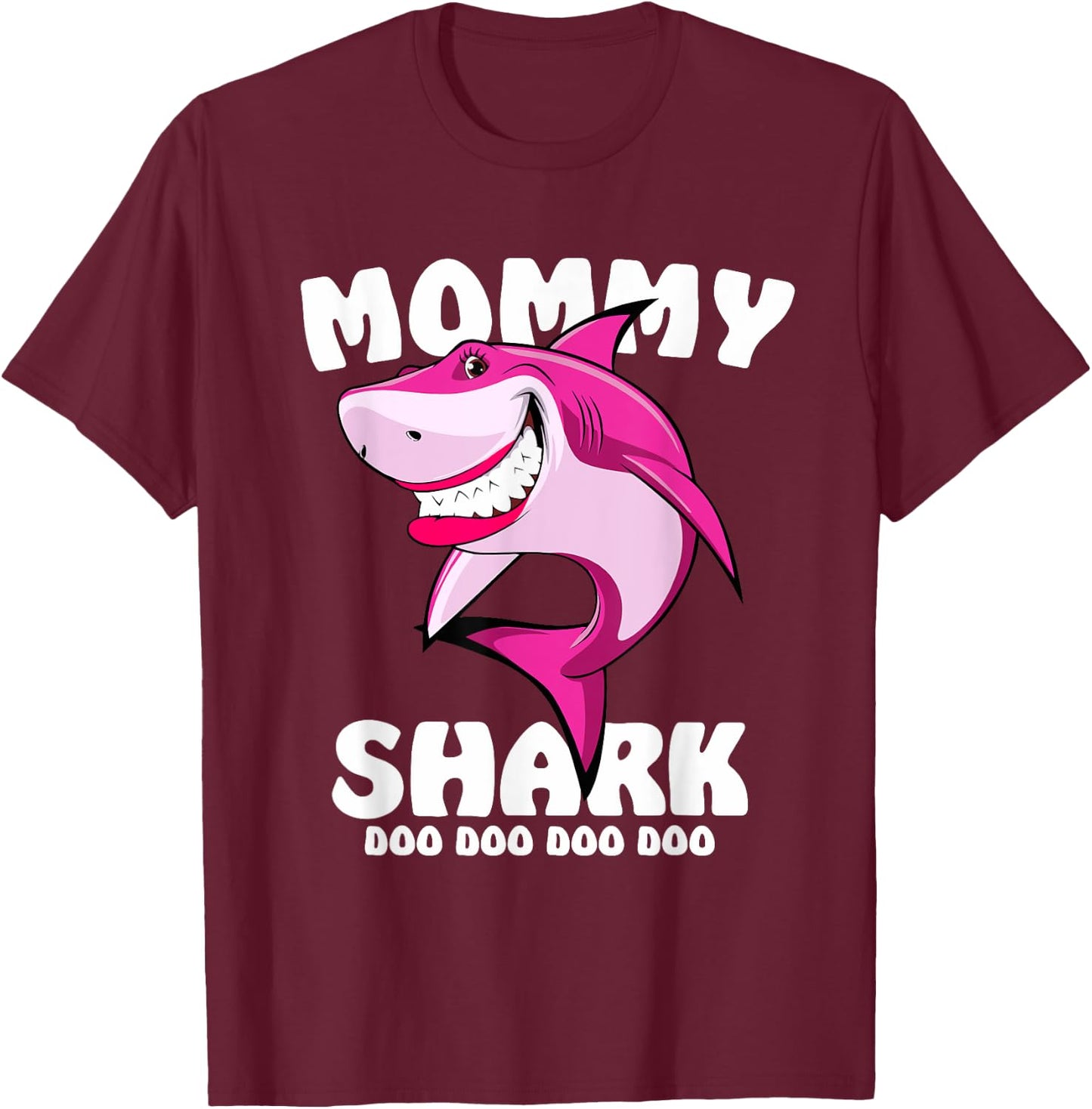 Mommy Shark Shirt Funny Mothers Day Gift Kids Mom T-Shirt - T-Shirt | Maroon