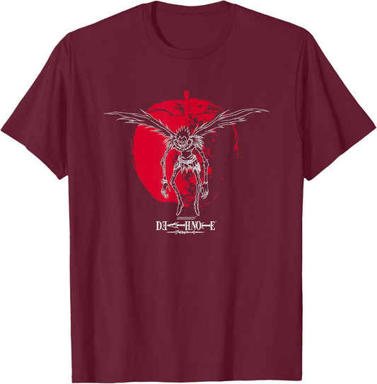 Death Note Ryuk Silhouette on Apple Anime T-Shirt - T-Shirt | Maroon