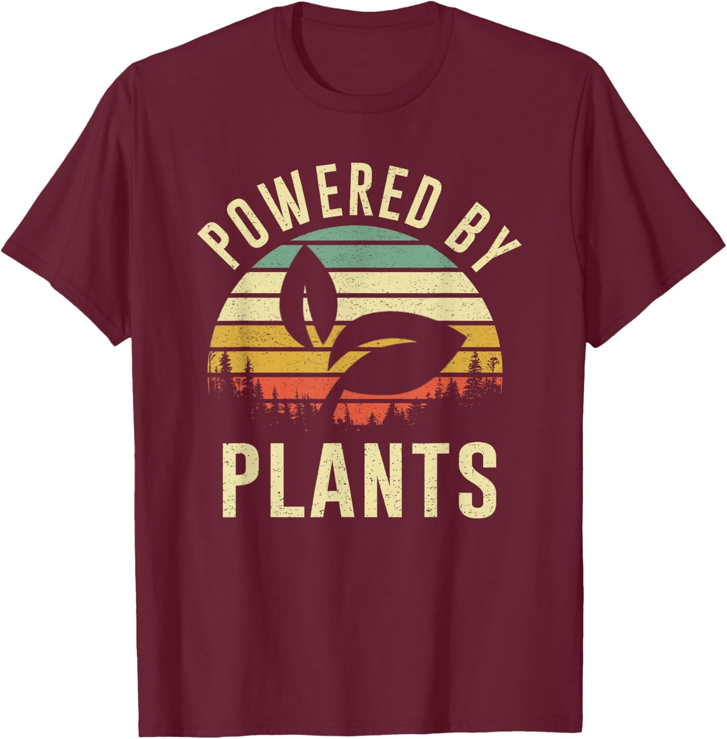 Vintage Powered Plants Vegetarian By Vegan Diet T-Shirt - T-Shirt | Maroon
