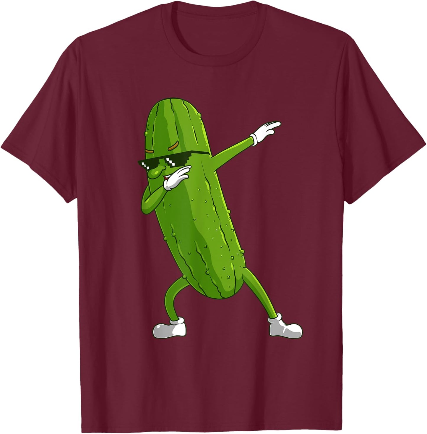Funny Dabbing Pickle Gift | Cute Dancing Cucumber Men Women T-Shirt - T-Shirt | Maroon