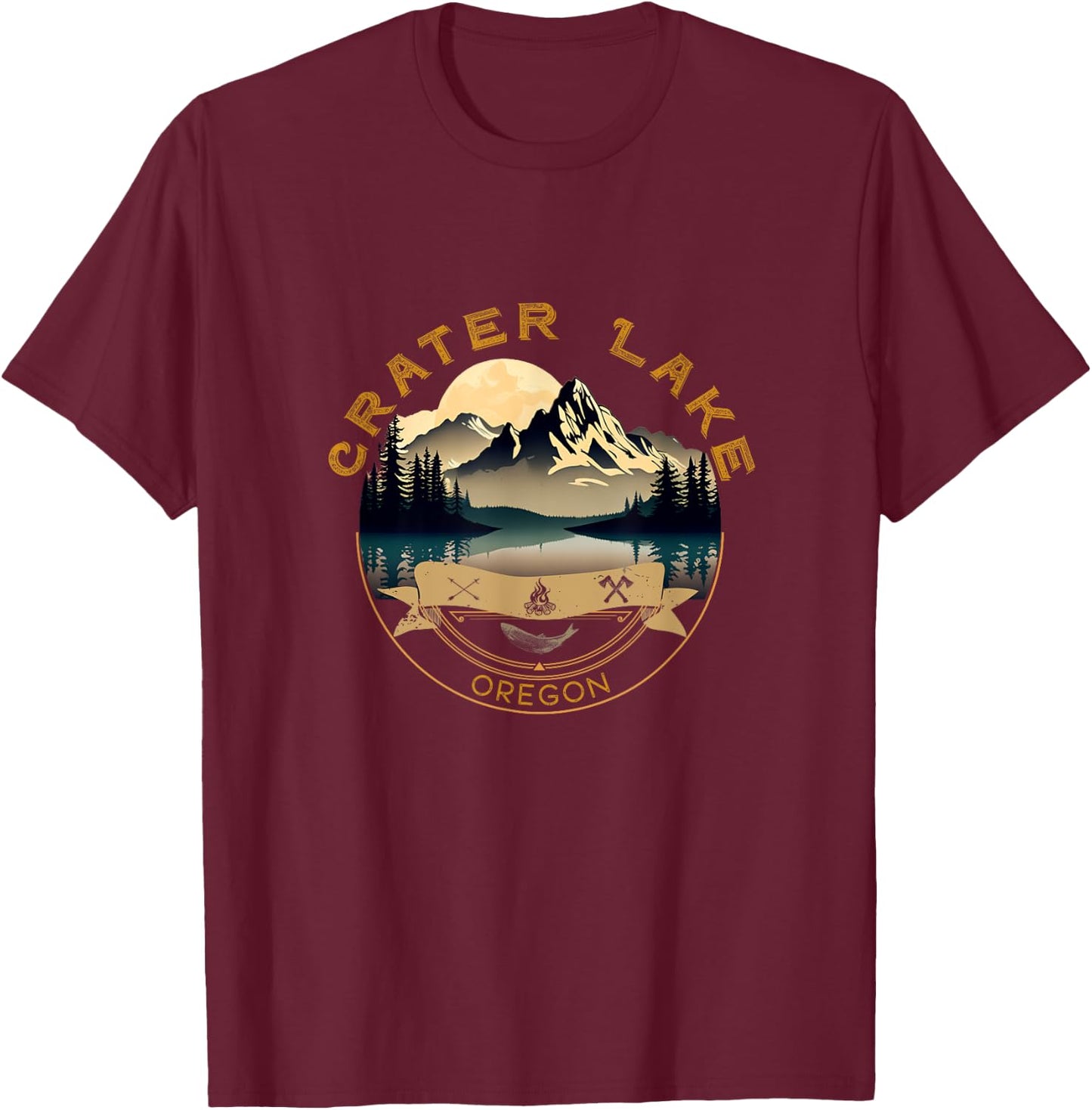 Crater Lake Vacation Apparel - Crater Lake Souvenir T-Shirt - T-Shirt | Maroon