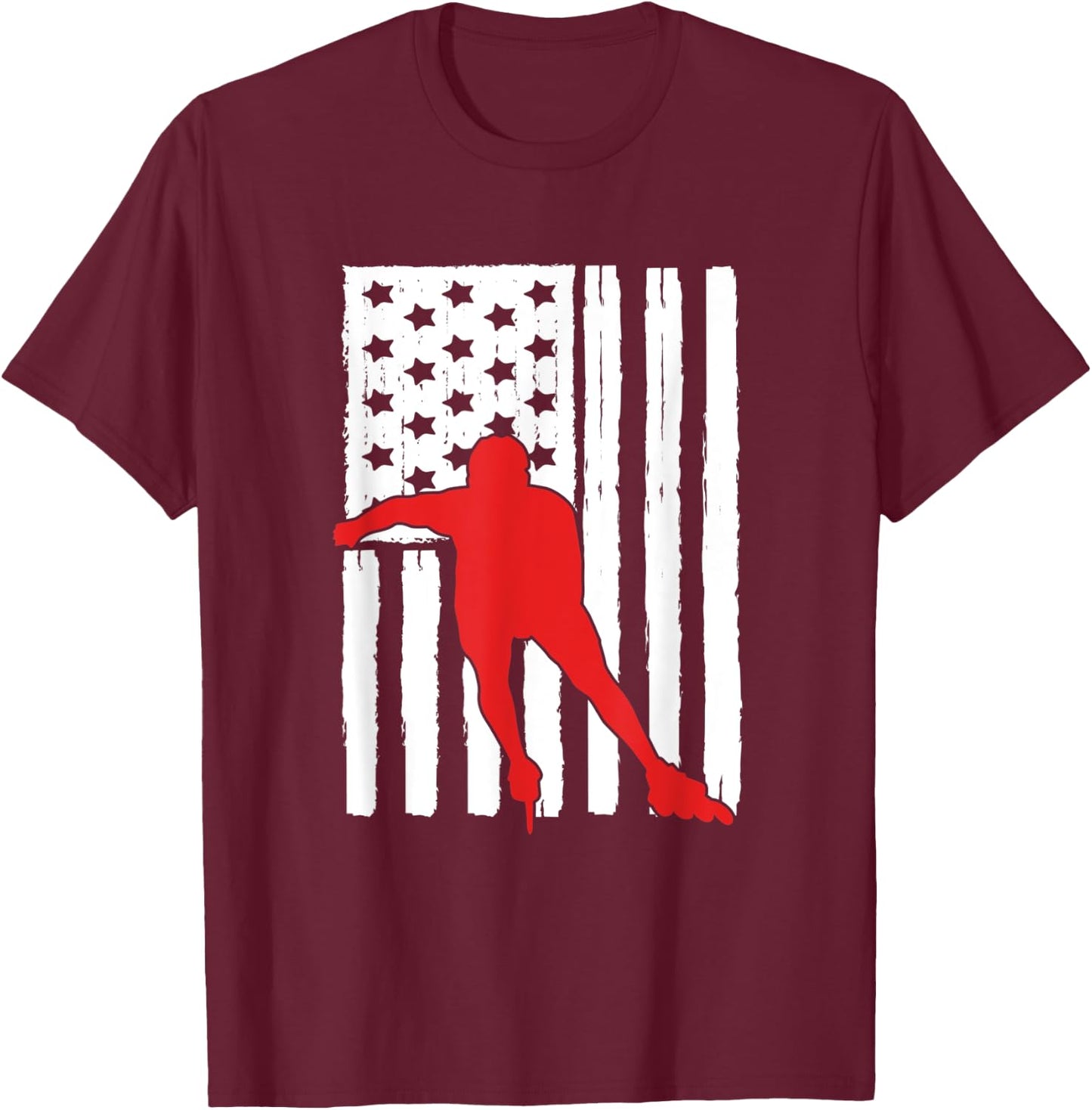American Flag Inline Speed Skating Lover Theme Design Skater Kids Men T-Shirt - T-Shirt | Maroon