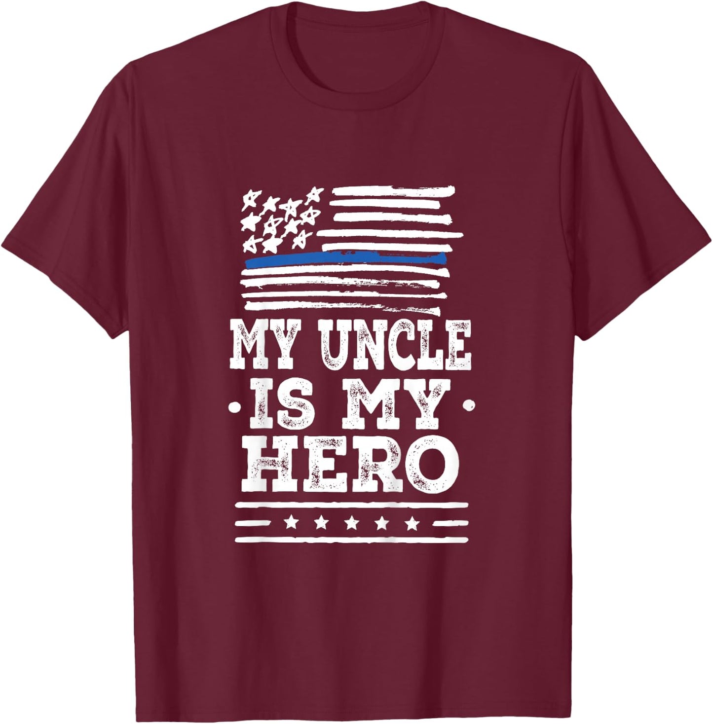 Kids Police Officer Uncle is my Hero T-Shirt - T-Shirt | Maroon
