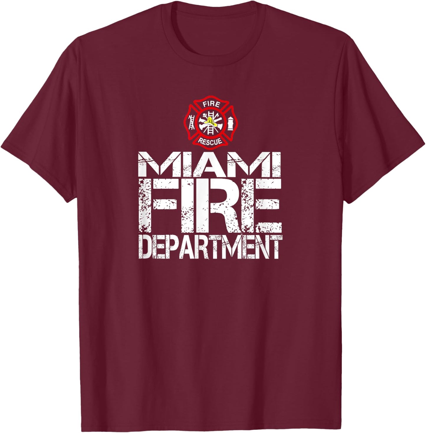 Miami Fire Dept with Florian Cross for Family Kids Adults T-Shirt - T-Shirt | Maroon