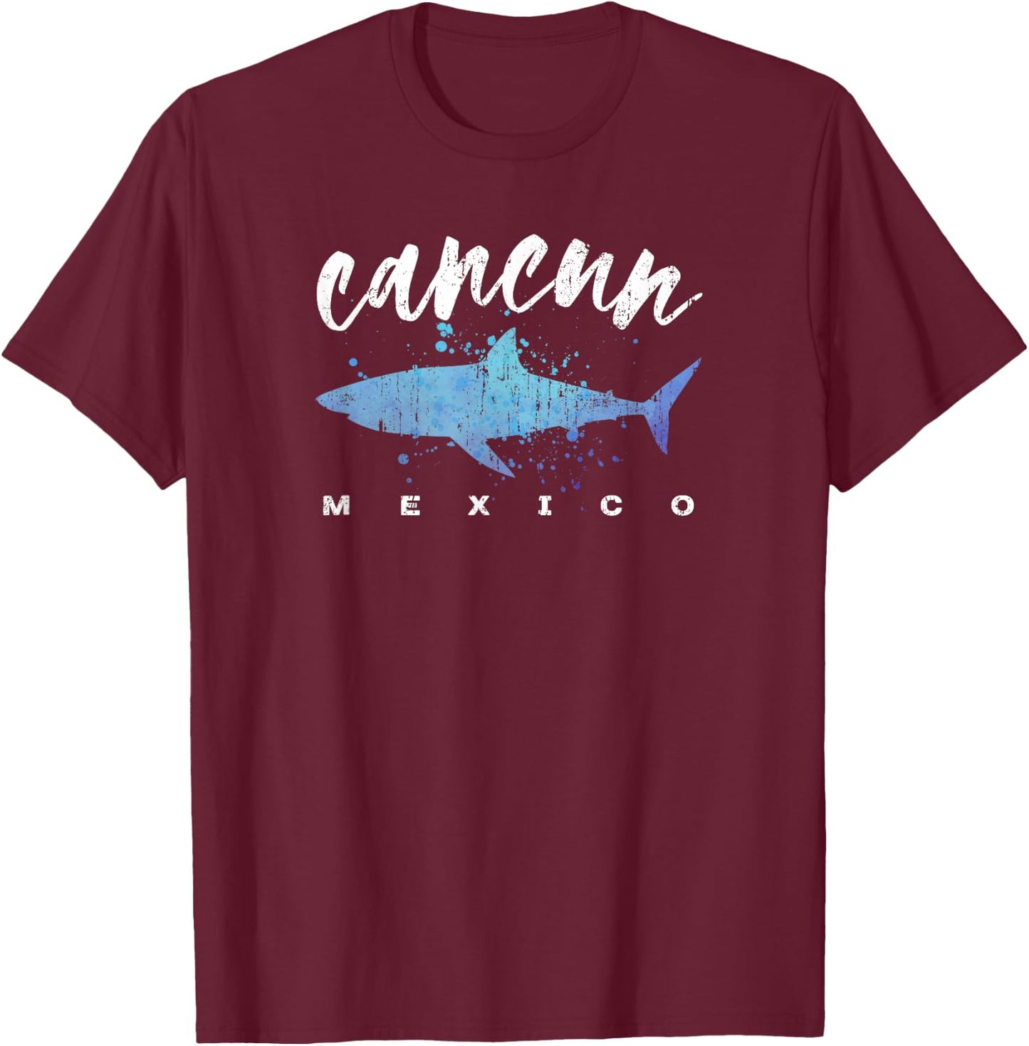 CANCUN MEXICO Shark Scuba Diver Spring Break Vacation Retro T-Shirt - T-Shirt | Maroon