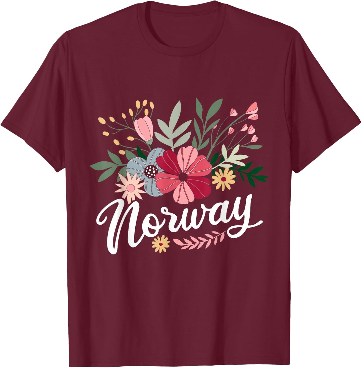 Scandinavian Country Norway Mountains Gift Norway T-Shirt - T-Shirt | Maroon