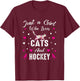 Just A Girl Who Loves Cats And Ice Hockey Cat Lover T-Shirt - T-Shirt | Maroon