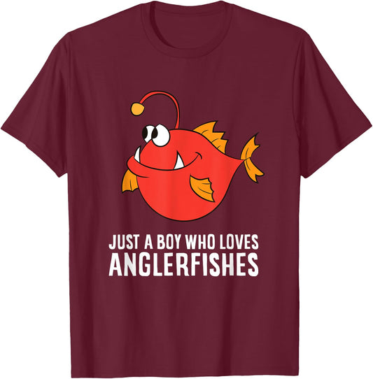 Just a Boy Who Loves Anglerfishes T-Shirt - T-Shirt | Maroon