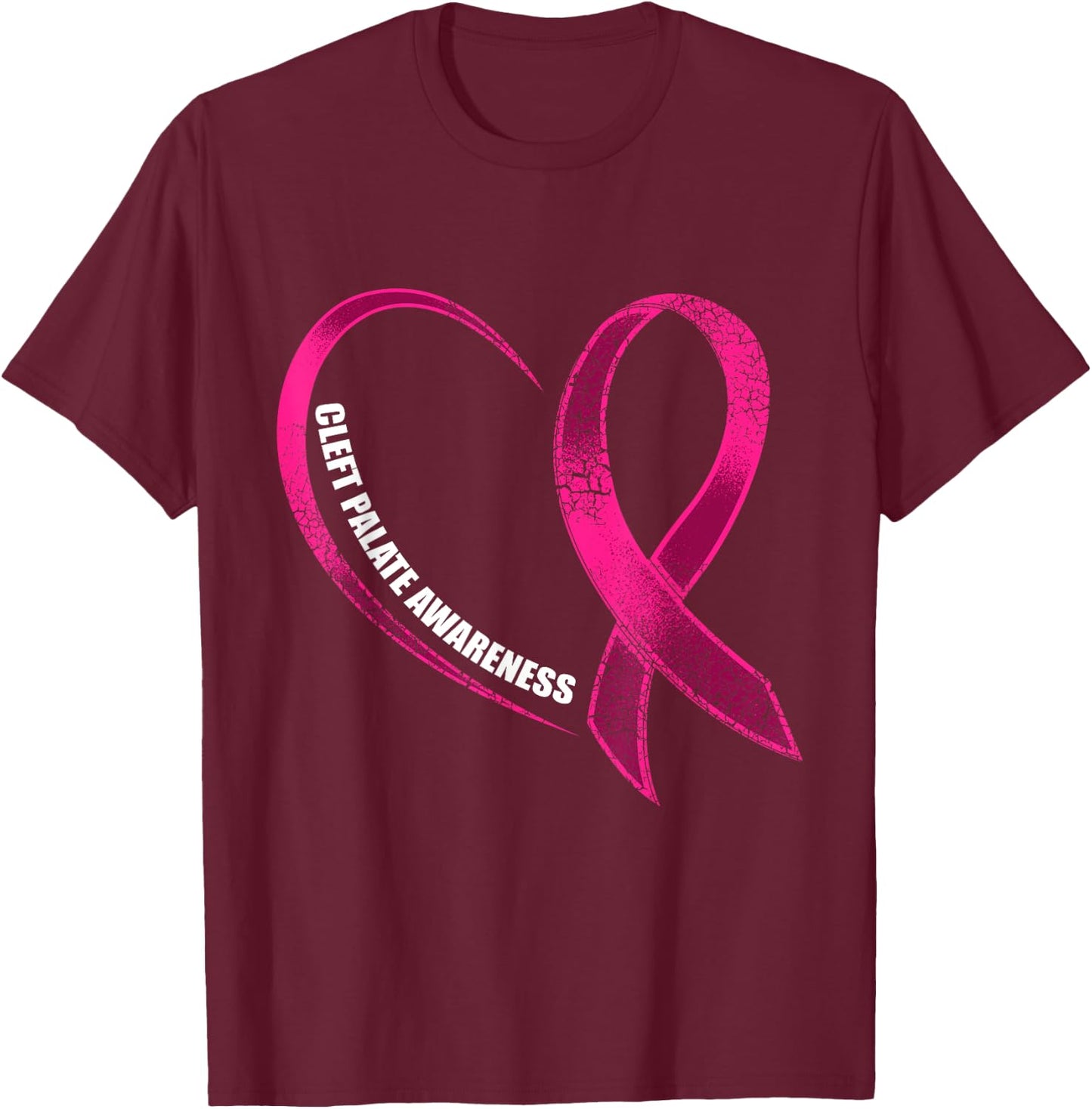 Cleft Palate Lip Heart Cleft Strong Awareness T-Shirt - T-Shirt | Maroon