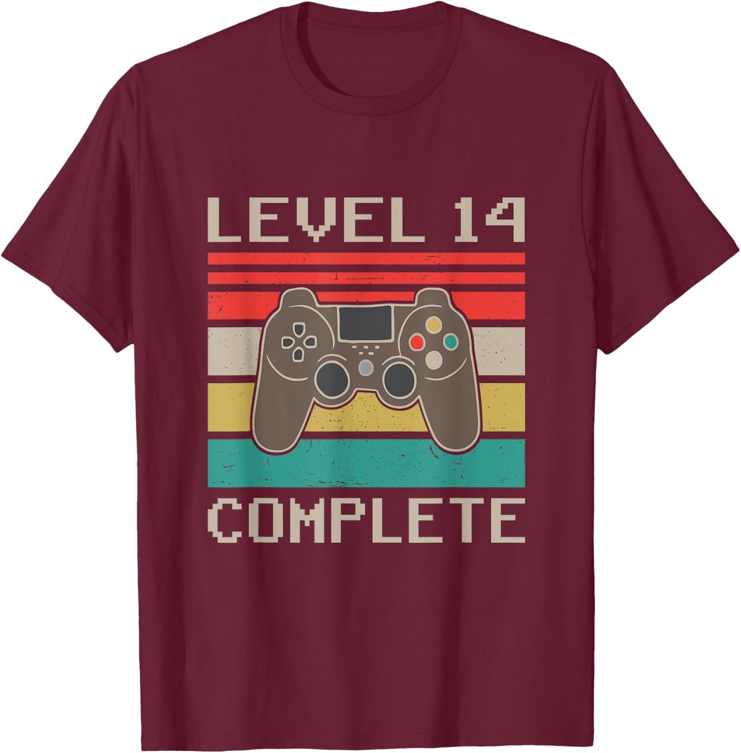 Level 14 Complete 14th Funny Wedding Anniversary For Couples T-Shirt - T-Shirt | Maroon