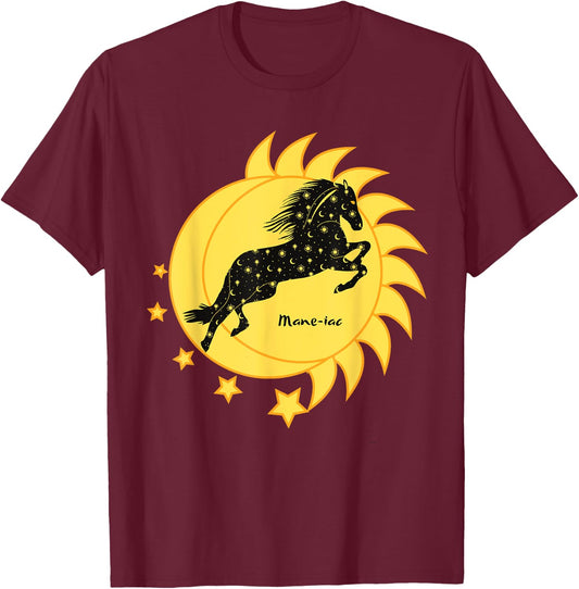 Cute Mane-iac Celestial Horse Dancer Girls Graphic T-Shirt - T-Shirt | Maroon