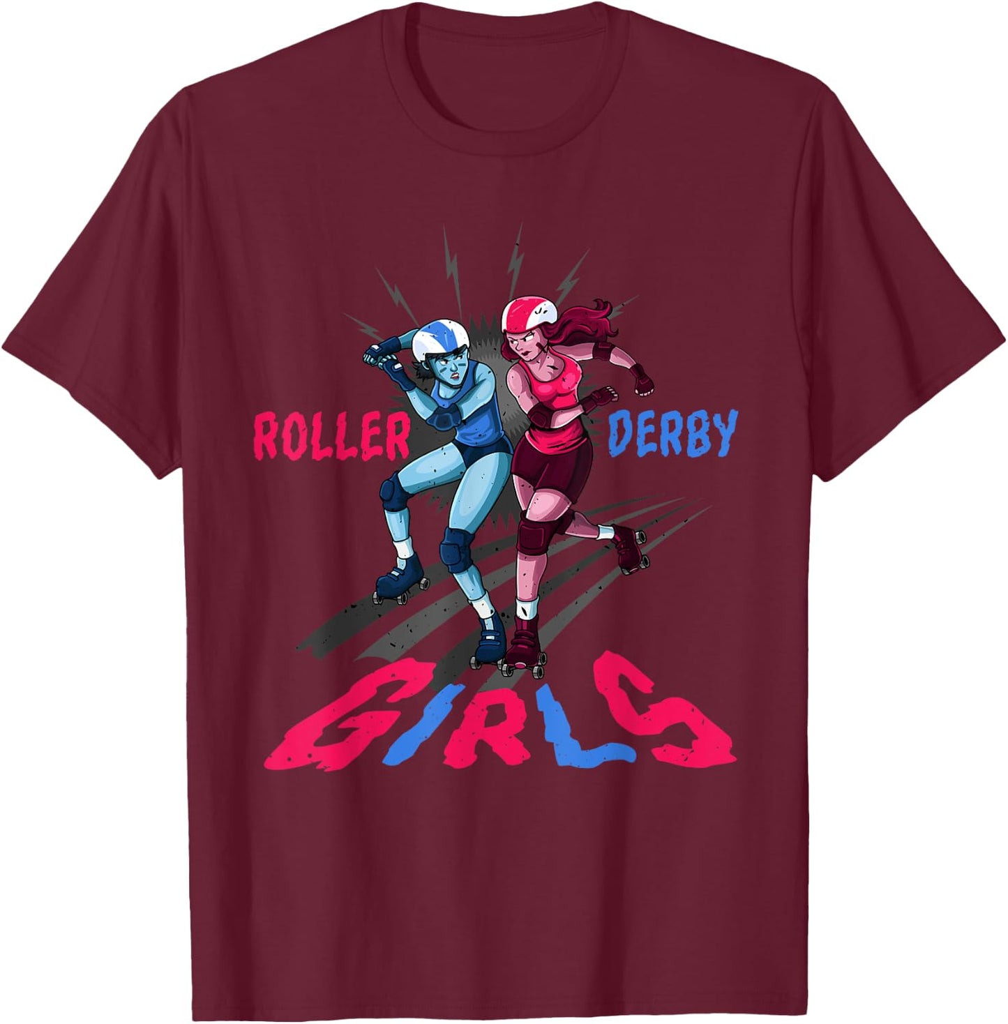 Roller Derby Girls Funny Jammer Skates Player T-Shirt - T-Shirt | Maroon