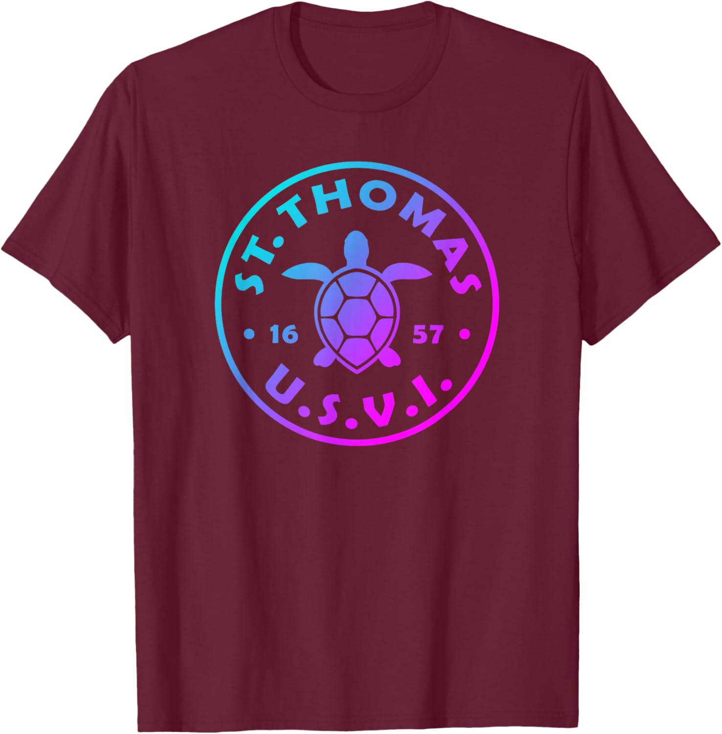 St Thomas USVI Sea Turtle Boys Girls Colorful Souvenir T-Shirt - T-Shirt | Maroon