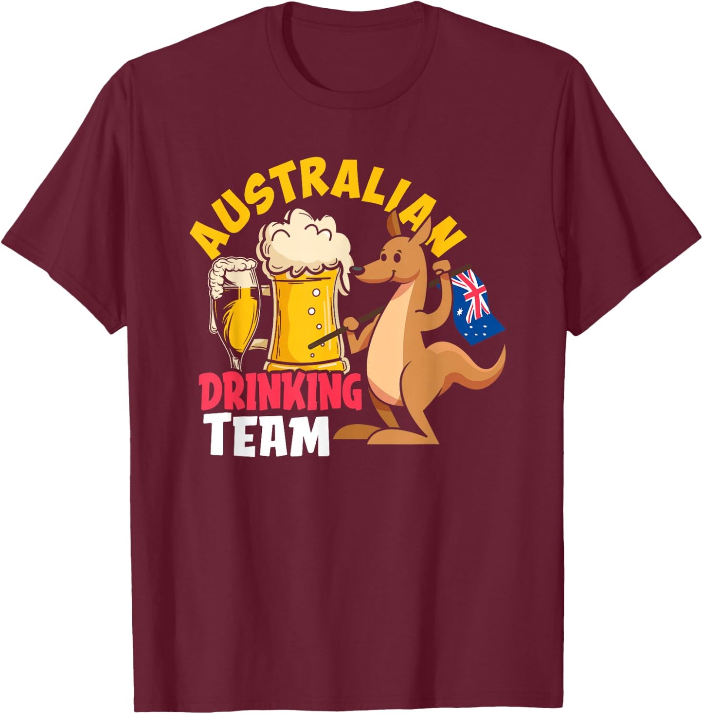 Australian Drinking Beer Team Funny Australia Day T-Shirt - T-Shirt | Maroon