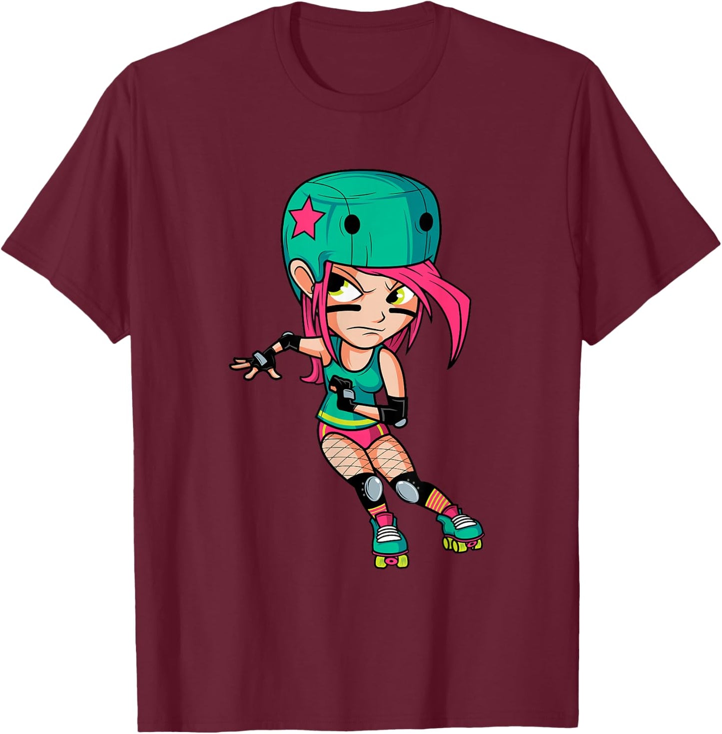 Funny Roller Derby Girl 70s 80s Skating Skater Women Gifts T-Shirt - T-Shirt | Maroon