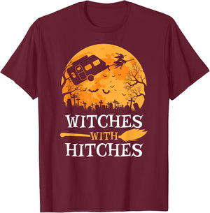 Witches With Hitches Funny Halloween Camping Gift Camper T-Shirt - T-Shirt | Maroon