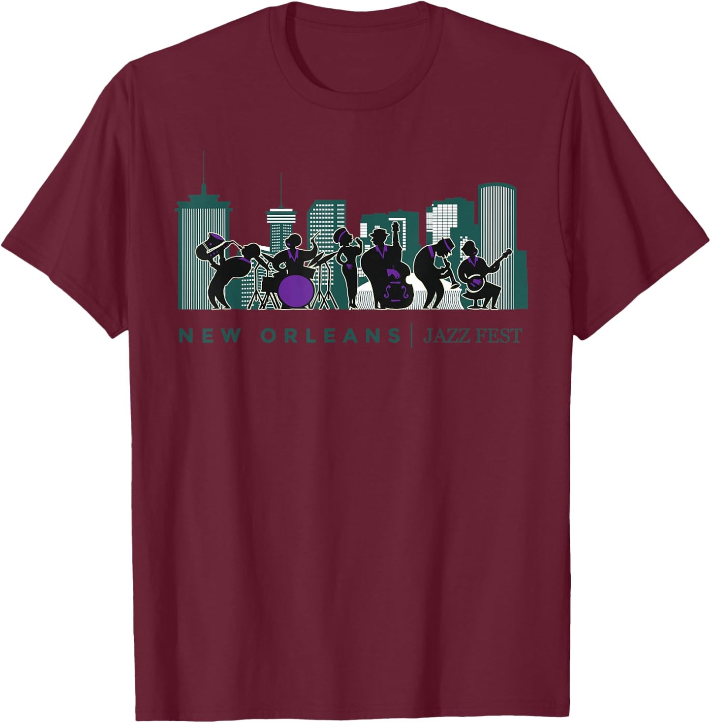 Jazz Music New Orleans Fest Jazz Festival Souvenir T-Shirt - T-Shirt | Maroon