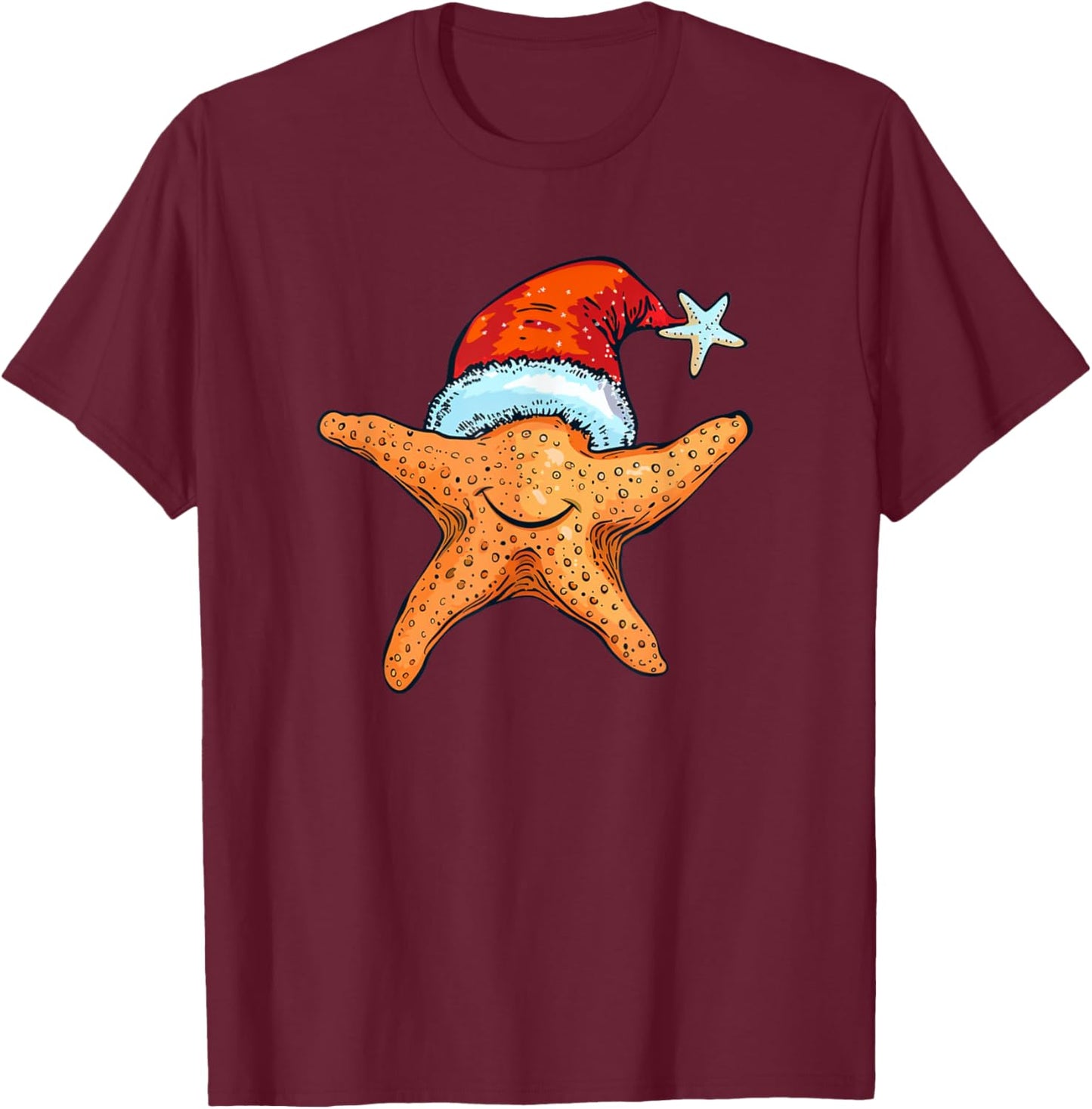 Happy Starfish Costume with Festive Dress T-Shirt - T-Shirt | Maroon