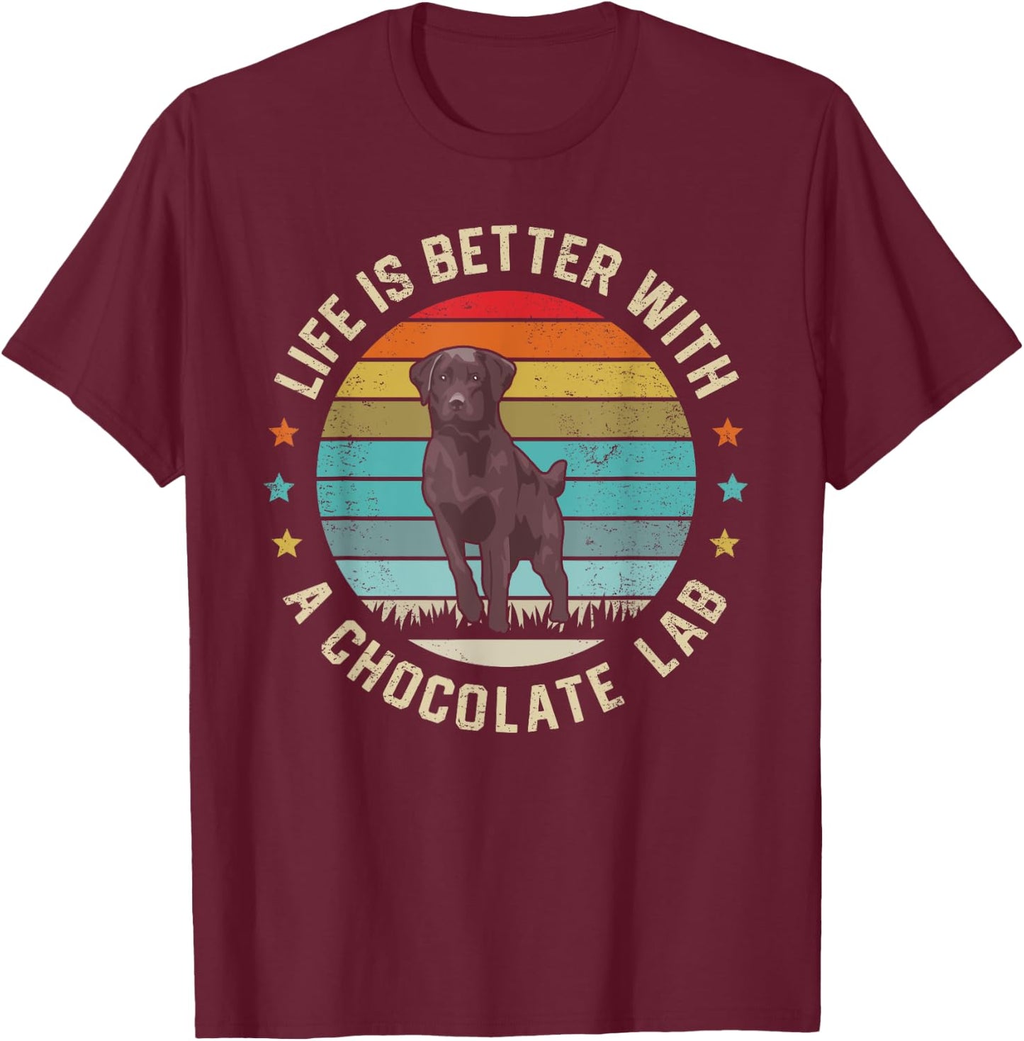 Chocolate Lab Dog Owner Dog Dad Mom Brown Labrador Retriever Men Women Kids T-Shirt - T-Shirt | Maroon
